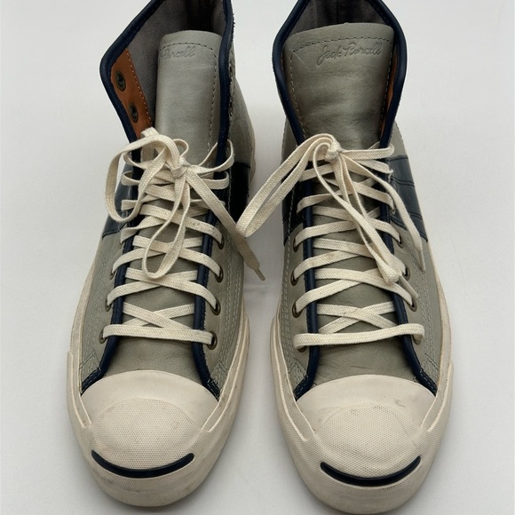 Converse Jack Purcell Johnny Hi-Top Sneakers Men's 9.5/Women's 11 Gray Leather - Picture 4 of 14